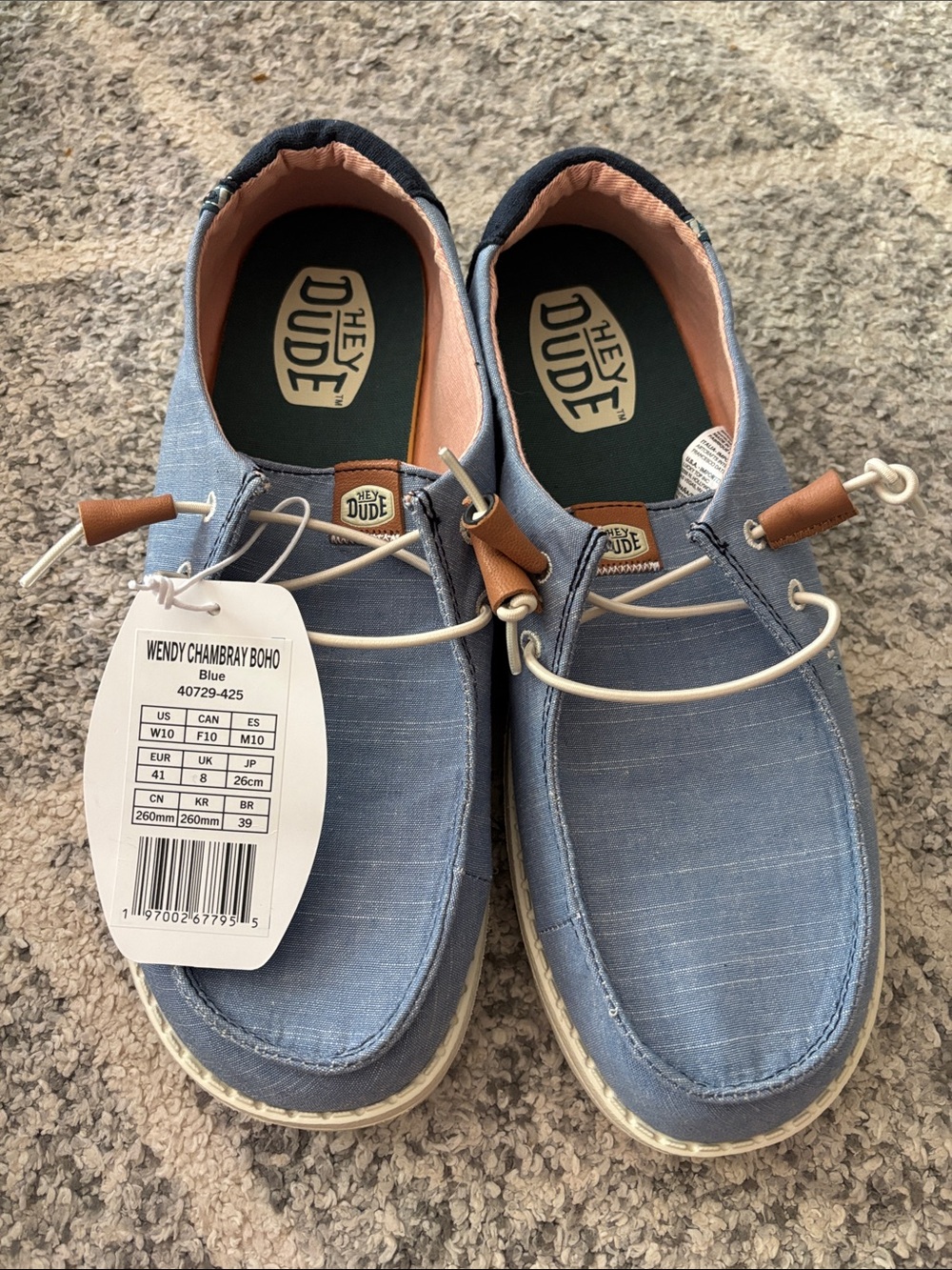 Hey Dude Wendy Chambray Boho Women’s Slip-On Flats - Blue with Tan Accents